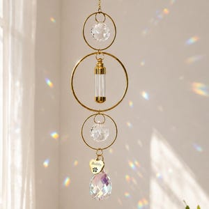 Pet Memorial Sun Catcher for Ashes or Fur • Crystal Keepsake Hanging • Rainbow Window Decor • Dog Cat Remembrance Gift